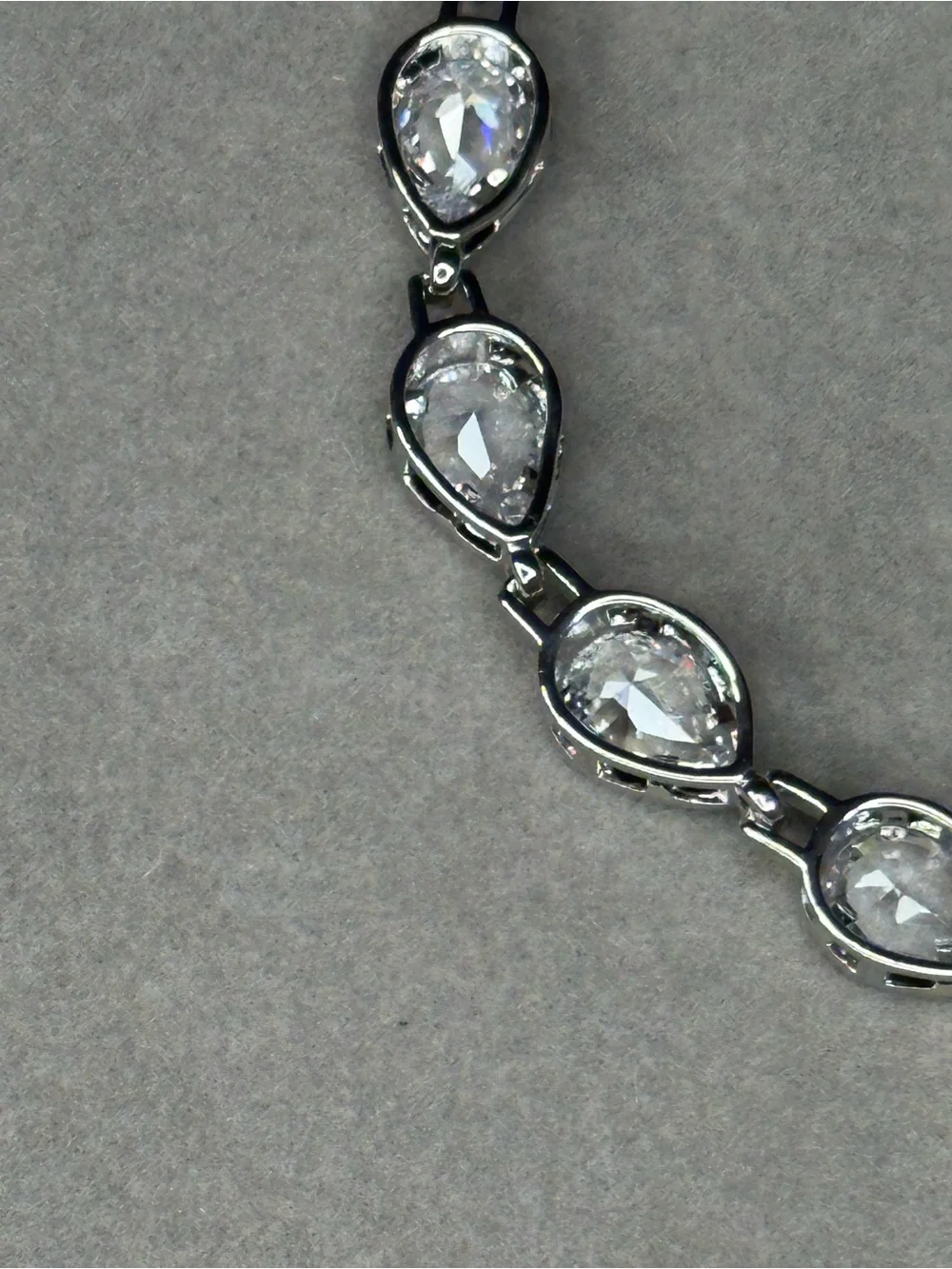 Silver Pear-Cut CZ Tennis Bracelet - Sparkling White Teardrops